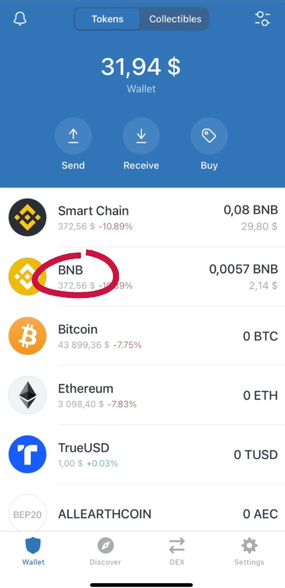 You have BNB on your balance!