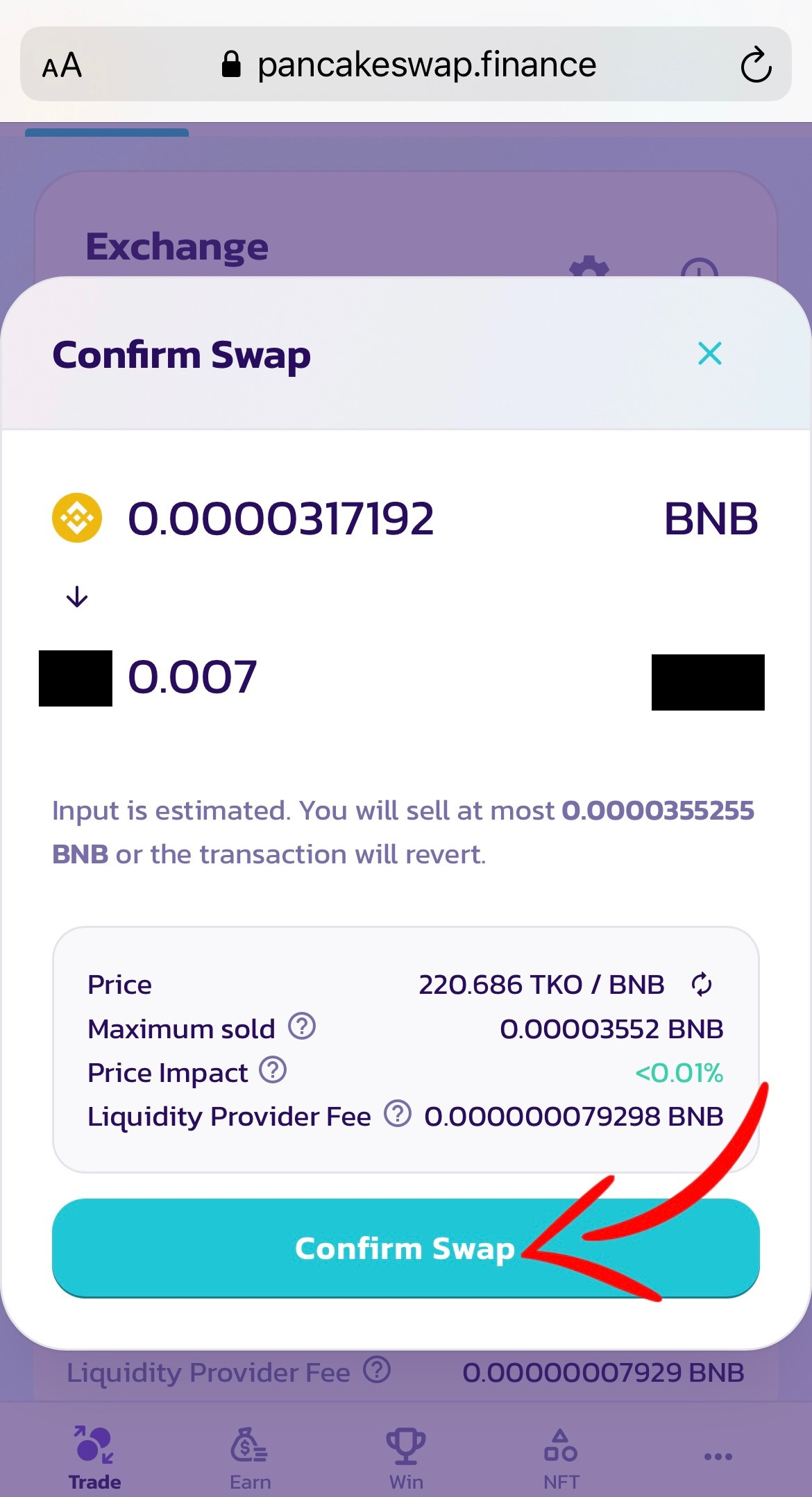 Confirm Swap